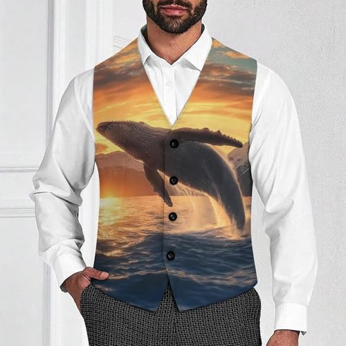 Whale Sea Underwater Animal Men's Suit Vests Dress Vest V-Neck Waistcoat Slim Business Formal with Pocket2