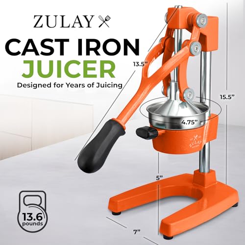Image of Zulay Kitchen Cast Iron Juicer - Heavy Duty Manual Juicer with Detachable Strainers for Easy Cleaning, Orange Juice Press for Citrus Fruits, Perfect for Bartenders, Juice Lovers & Health Enthusiasts