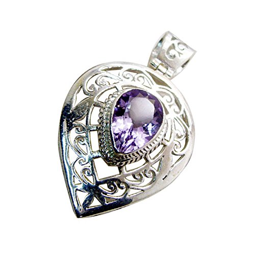 Pendentif améthyste en argent pour femmes collier poire pierre de naissance
