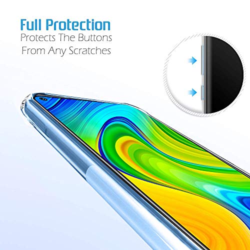 Image of TheGiftKart Ultra Clear Slim Anti-Slip Grip Soft Silicone Back Cover Case with Complete Camera Protection & Anti-Dust Plugs Built-in for Xiaomi Redmi Note 9 (Transparent)