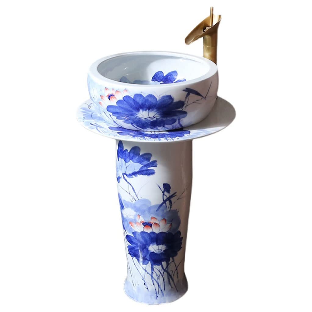 Rkvxcjhdr A Pedestal Sink Rt Pedestal Basin Bathroom Ceramic Washbasin Floor Basin Freestanding Bathroom Sink With Faucet Bathroom Sinks