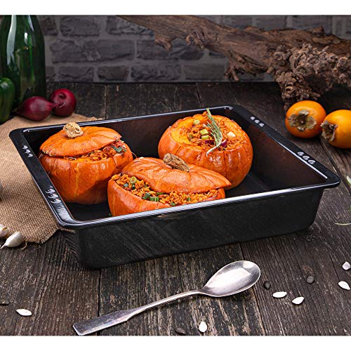 Foto von chg Set 350-56 XXL Emaille-Bräter Auslaufschutz durch extra tiefe Ränder (7,0 cm), 6,5 Liter, Schwarz gesprenkelt