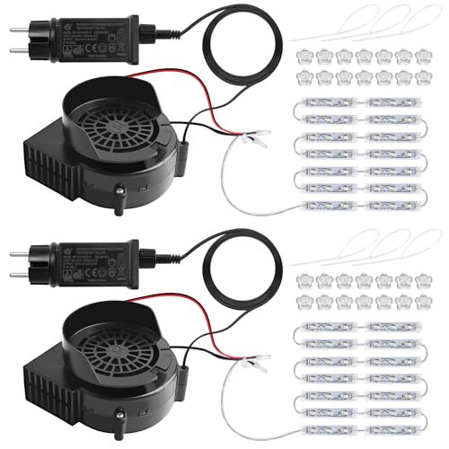 Kalolary Souffleur d'air Gonflable 2,5A de Remplacement Ventilateur avec Adaptateur et Lumières LED, Décorations Gonflables de Vacances de Noël d'halloween...