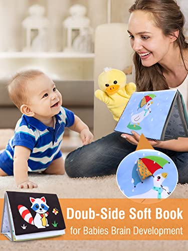 Baby Toys For 0-6 Months - Tummy Time Mirror Toys With High Contrast Soft Book, Fun Infant Toys For Babies 0-3-6 12 Months Brain Development, Beautiful Montessori Toys For Newborn As Boy/Girl Gifts #TOP2