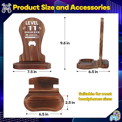 11th Birthday Gamer Stand - Unlocked Level 11 Wooden Headset Stand & Decoration for Boys - Image 3