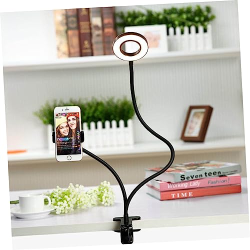 Housoutil USB round light Beauty Filling Light Pearlescent stepless dimming set third gear bracket cosmetic Gooseneck Desk Lamp gooseneck selfie light flexible USB Book Light