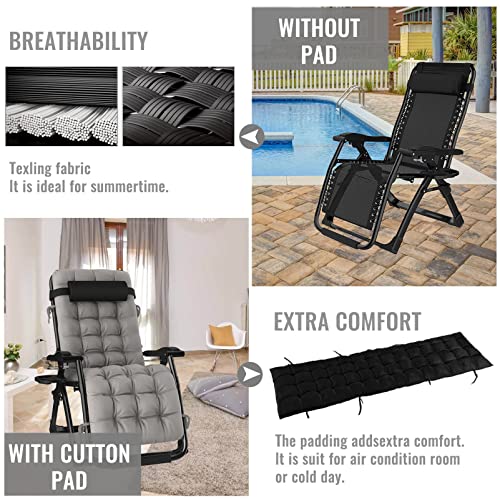 Chaise zero gravity pliable et extra large transat de jardin ergonomique supportant 200kg