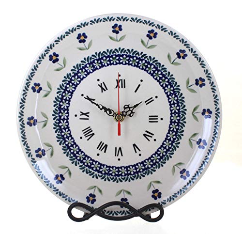 Blue Rose Polish Pottery Blue Daisy Clock