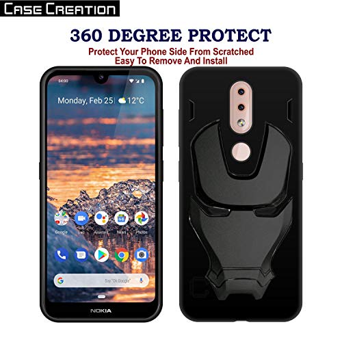 Image of COVERLY Official 3D Touch Feel Trending Avengers Logo Mask Soft Rugged Grip Silicone Iron Man Super Power Cartoon Movie Engraved Silicone Matte Back Cover for Nokia 4.2 (2019) -HD Black Avenger