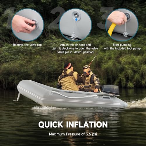 image for CO-Z 7.5ft Heavy Duty Inflatable Boat with Aluminum Floor & Oars - 2 P