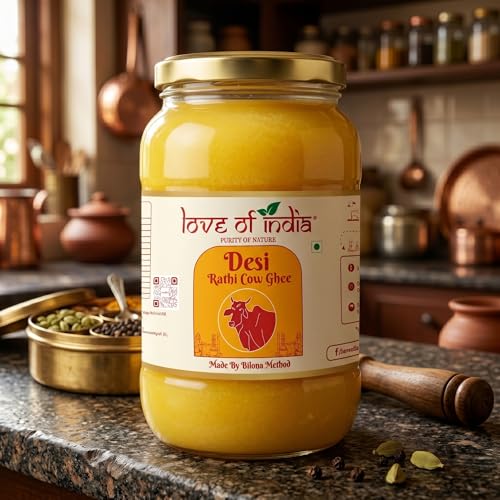 Image of Love of India A2 Ghee 1 Litre | Rathi Cow Bilona Ghee | Extracted From Fresh Curd-Churned Cow Milk | Pure Desi Ghee for Everyday Use, Cooking, Tadkas & Puja