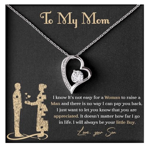 Meaningful Gift to Mom from Son – I Love You Necklace, Sentimental Birthday Gift for Mom from Son, Unique Moms Birthday Gift Ideas