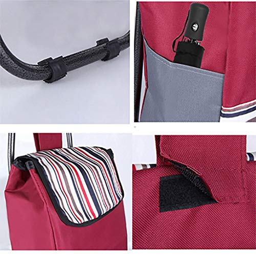 GJ-gwcd faltbarer Einkaufstrolley auf 2 Rädern, mit drehbaren Rädern und abnehmbarer, wasserdichter Canvas-Tasche, für… – Bild 4