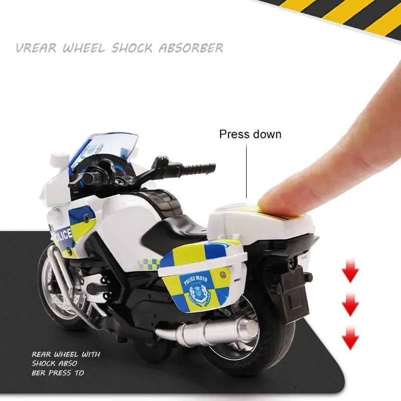 Image of Police Motorcycle Toy - Pull Back Motorcycle Toys, Tiny Gift with Music Lighting, Latte Motorcycles Toy for Kids Boys Age 3-8 Year Old [Multicolor] (Moto-Fighting-Multicolor)