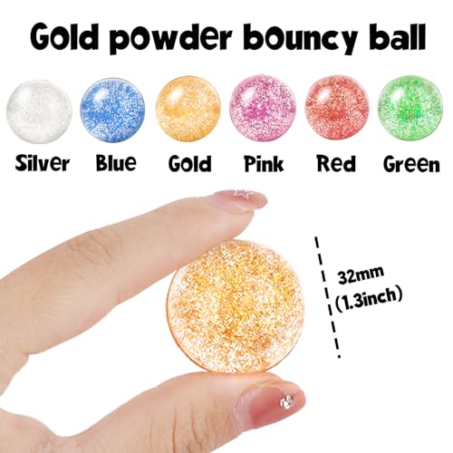 Hxezoc GLITTER BOUNCY BALLS For Kids, 32Mm 6 Colors Rubber Bounce Balls Bulk thumb #1