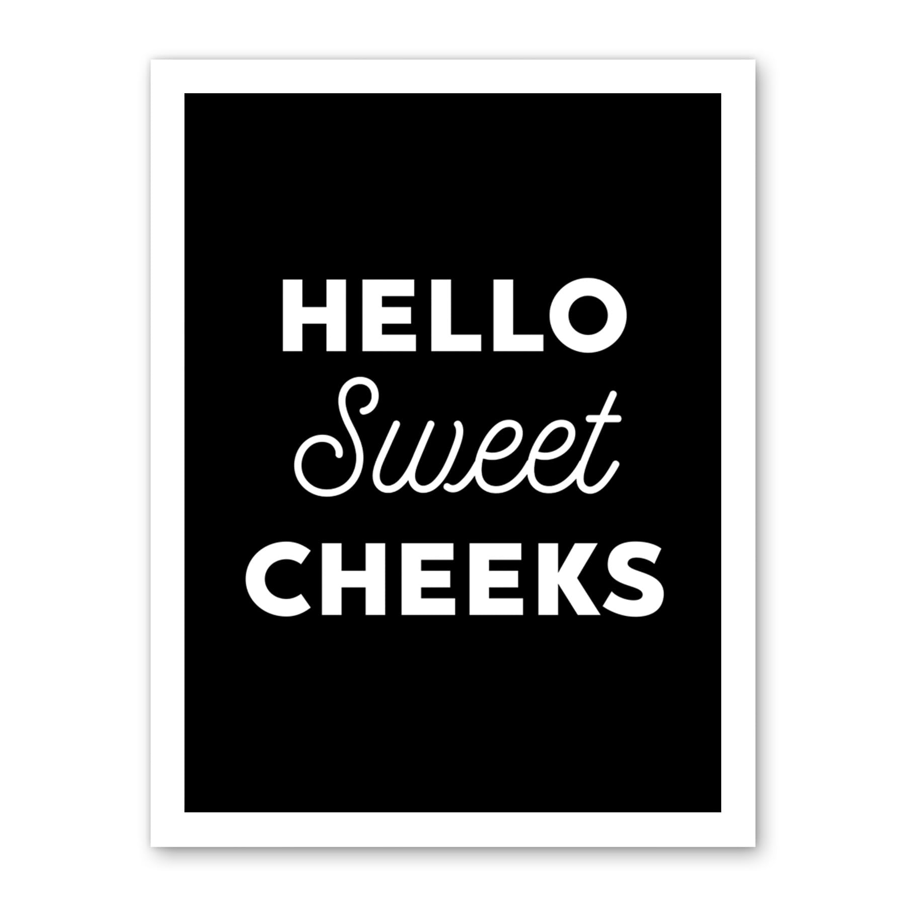 Artery8 Funny Toilet Decor Bathroom Wall Art Hello Sweet Cheeks Cheeky Sign Artwork Framed Wall Art Print 18X24 Inch
