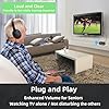 Cuffie TV Senza Fili per Anziani, Cuffie TV Wireless con Base di Ricarica Del Trasmettitore, Comode Cuffie Over-Ear, Batteria a Lunga Durata, Facile Controllo del Volume, Ideali per Guardare la TV