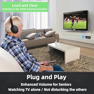 Cuffie TV Senza Fili per Anziani, Cuffie TV Wireless con Base di Ricarica Del Trasmettitore, Comode Cuffie Over-Ear, Batteria a Lunga Durata, Facile Controllo del Volume, Ideali per Guardare la TV
