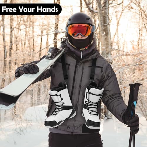 AzReference Ski and Snowboard Boot Carrier Strap Shoulder Sling Leash for Women Men Snowboarding Ice Skates Skiing Accessories, Black - Thumbnail 7