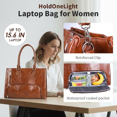 HoldOneLight 15.6 Inch Laptop Bag Brown - Image 8