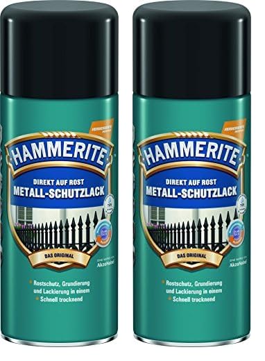 Hammerite Metallschutzlack matt schwarz 400ml (Packung mit 2)