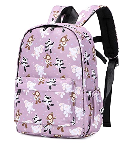 Ecodudo Little Kids Panda Bear Backpacks for Toddler Girls Preschool Backpack With Chest Strap (Purple Panda Bear)