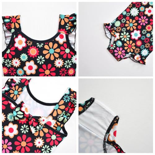 Little Girls Hippiie Swimsuit 60s 70s Floral One Piece Kids Swimwear Summer Swimming Bathing Suit3