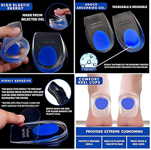 Image of Heel Pads Snugs for Shoe & Height Increase Insoles Shoe Insoles, Self-Adhesive Heel Grips Liner Cushion Inserts for Loose Shoes, Heel Pad for Heel Pain Men Women (Combo)