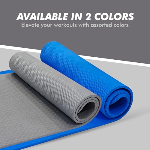 Image of VIXEN Yoga Mat Premium 10 MM TPE I Non Slip Yoga Mat For Women and Men | Sweat Absorbent | Extra Thick, Long & Wide Premium Exercise Mat with Yoga Strap | Anti-Slip & Anti-Tear Ideal for Yoga (Grey)