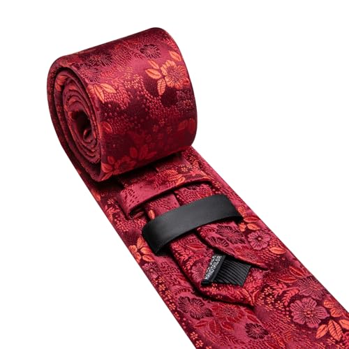 Image of Barry.Wang Men Tie Set Floral Paisley Silk Necktie Pocket Square Cufflinks Formal Wedding Party Business