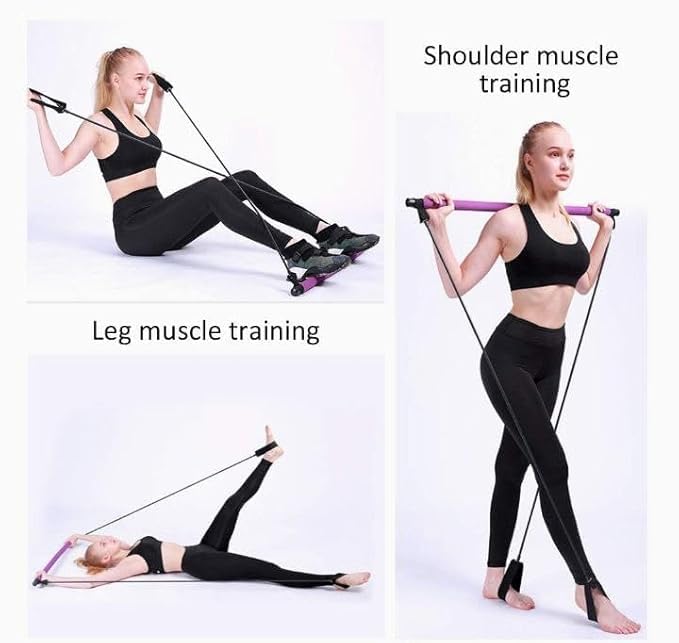 Pilates Bar Kit with Resistance Bands, Portable Yoga Exercise Stick, Home Workout Equipment 3