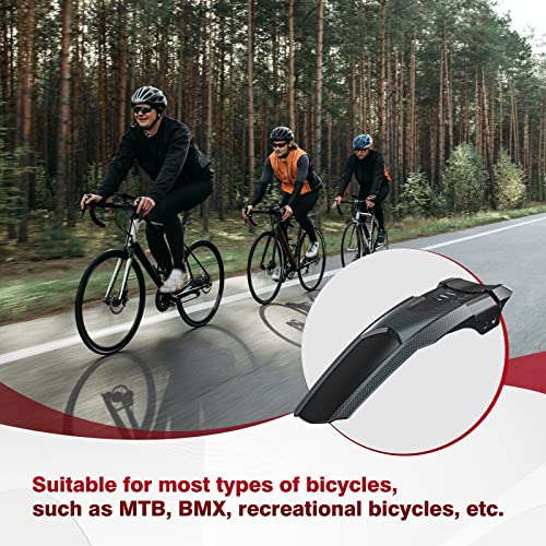 Enlee 2Pc Mountain Bike Fender, Carbon Fiber Pattern Bicycle Fenders, Rear Front Mountain Mud Guard For 20/26/27.5/29 Inch Bicycles, Against Splashing Water & Dirt Bike Mud Guard (Black) #TOP5