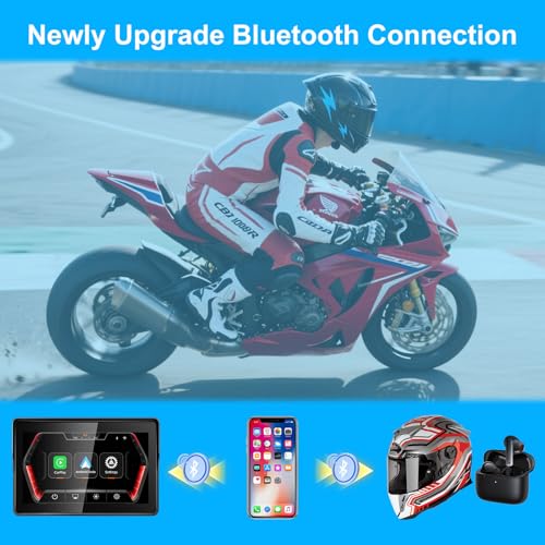 Image of YCV 5 inch Wireless CarPlay for Motorcycle Touchscreen with Android Auto, HD Waterproof Screen Portable GPS Navigastion System, Support Bluetooth Call, Music Play, Siri, Google Assistant, Vioce Control