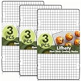 Lifhety Abkühlgitter 3er Set, 40x25cm Kuchengitter mit Antihaftbeschichtung, Backen zubehör aus Kohlenstoffstahl für Kekse, Muffins, Brot & Kuchen und kompatibel mit Backblechen