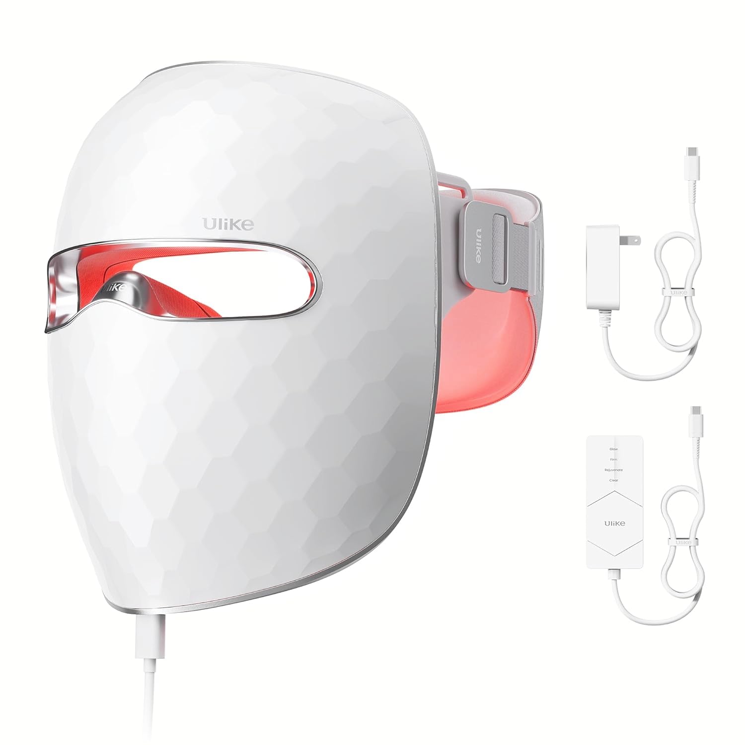 UlikeReGlow LED Face Mask, Red Light Therapy Mask, Wrinkle Reduction, 4 Modes with Red, Blue, Yellow & Infrared Lights for Brightening & Acne Treatment, Eye-Protection, Skin Care Gifts
