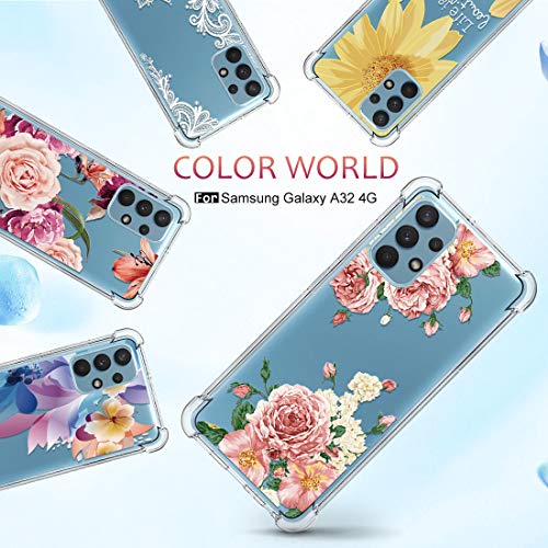 Osophter for Galaxy A32 4G Case with 2pcs Screen Protector Clear Transparent Reinforced Corners TPU Shock-Absorption Flexible Phone Cover for Samsung Galaxy A32 4G 6.4"(Big Rose Flower) - image 7