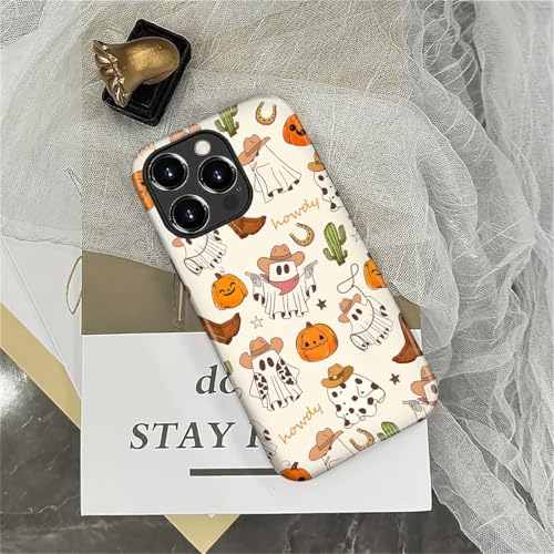 Flivro Case for iPhone 16 Pro, Hybrid Heavy Duty 2 in 1,PC Hard Shell & Silicone Inner Bumper, Anti-Scratch Full-Body Cover Shockproof Slim Design Case - Western Ghost Cowboy Halloween - image 5
