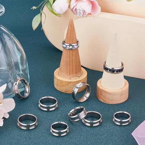 SUNNYCLUE 1 Box 18Pcs Stainless Steel Grooved Finger Ring US Size 7/8/9/10/11/12 Ring Core Blanks 8mm Wide Empty Round Grooved Inlay Blanks for Jewellery Making Kits Men Women DIY Craft Supplies - Image 4