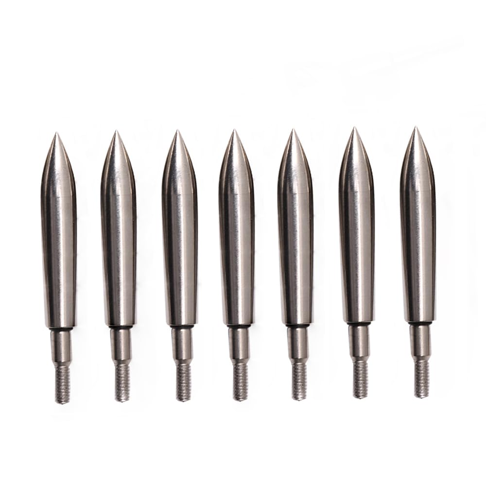 PHILOCS 12 pcs Field Bullet Archery Arrow Tips 100 125 150 200 250 300 350 Grains Broadheads Screw Thread Arrowhead for OD 7.5mm Arrow Shaft (300grain Silver 12pc)