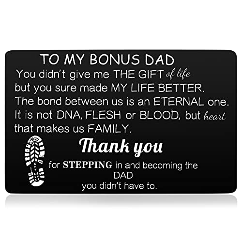 Ralukiia Step Dad Keychain Bonus Dad Wallet Card Birthday Christmas Fathers Day Extra Father Gift for Stepdad from Daughter