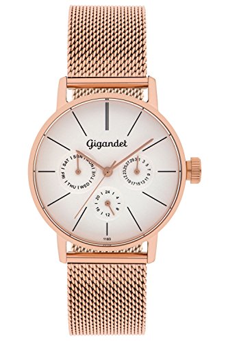 Gigandet Minimalism Montre Femme Montre Multifonction Analogique Quartz Or Rouge...