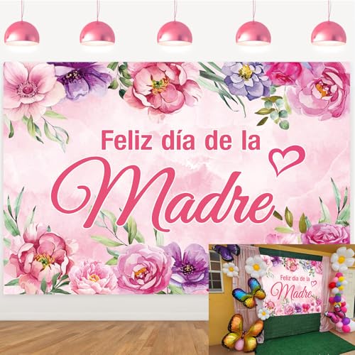 Bannière Feliz Dia Mama de 2,4 m pour cacher un mur et décorer la fête
