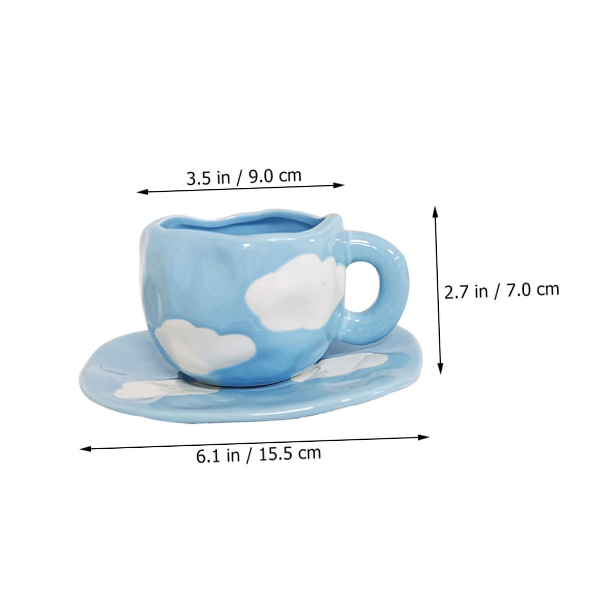 Healifty Taza de Café Retro de Cerámica con Platillo, Diseño Nube
