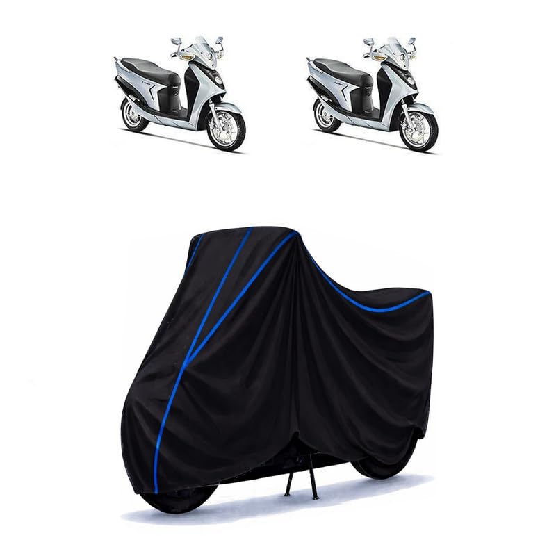 Image of Scooty Cover Water Resistant for Leap Hybrid SES | Universal Scooter & Bike Cover | Heavy Duty UV Dust, Rain & Scratch Protection | Elastic Fit All Weather Indoor Outdoor | Black with Blue Piping