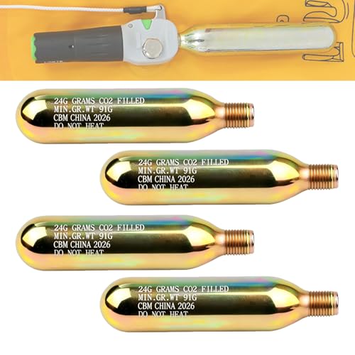 4 Pack 24 Gram CO2 Cartridges 1/2-inch Replacement Thread CO2 Cartridge for Aldult Auto Manual Version of Inflatable Life Jacket Vests Waist Belt Personal Flotation Device Cylinder PFD Rearming Kit