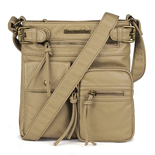 Image of Montana West Crossbody Bag for Women Multi Pocket Shoulder Medium Travel Purses Ultra Soft Washed Leather