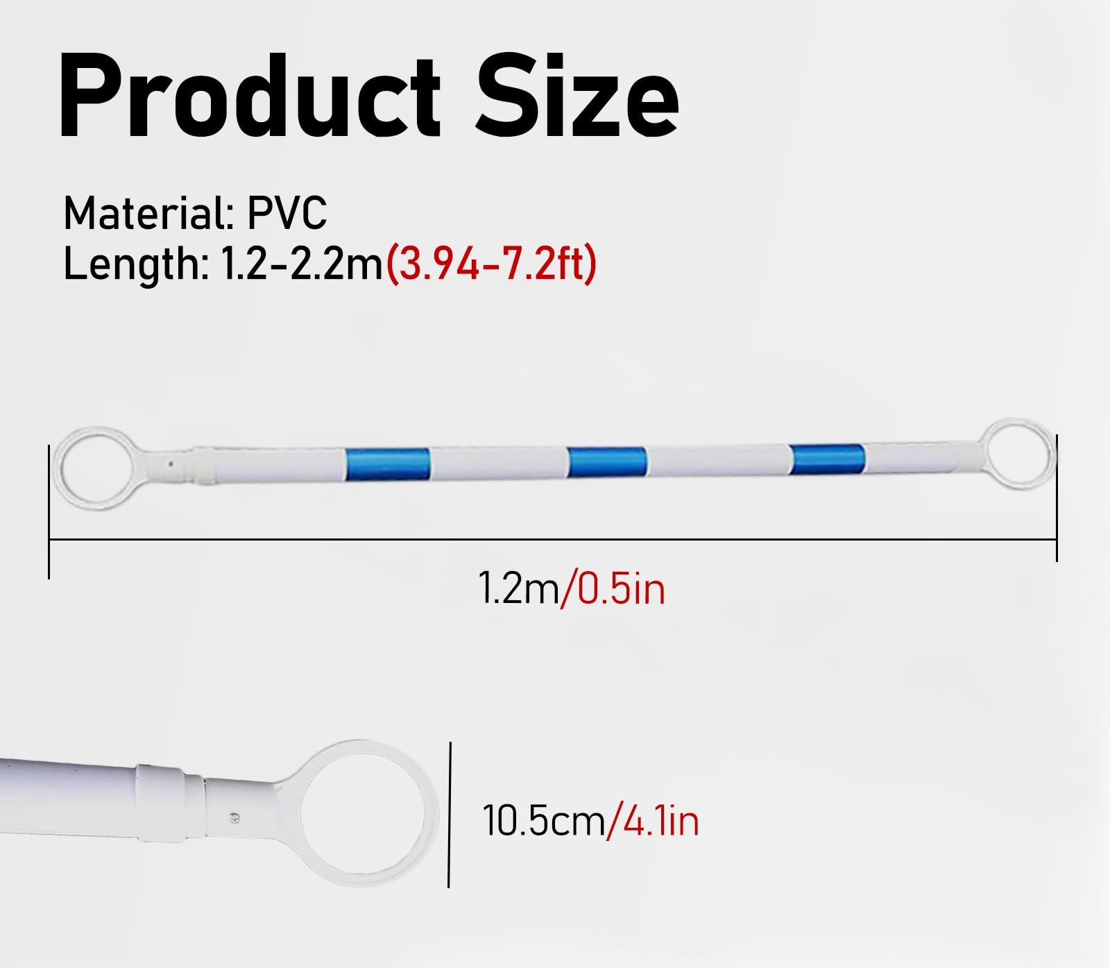 ERRULAN 4' to 6.5' Retractable Cone Bar, Flexible Plastic Cones Connectors, Construction Cone Connector Bar for Parking Lots and Road Construction, Made of Durable PVC(Blue)