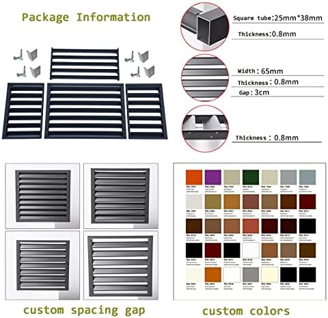 Heavy Duty Aluminum Window Air Conditioner Fence Screen - Waterproof, Dustproof Outdoor Privacy Cover for Condensing Units, Trash Can Enclosure, Garden Flower Stand - Black