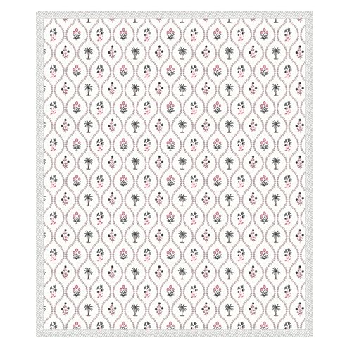 Image of DE CAMA Since 1997 | 100% Cotton 300 TC Premium King Size Bedsheet for Double Bed (90 x 108 Inch) with 2 Pillow Covers Set (17 x 27 Inch) Designer Printed Bedsheet Set - Blossom, White
