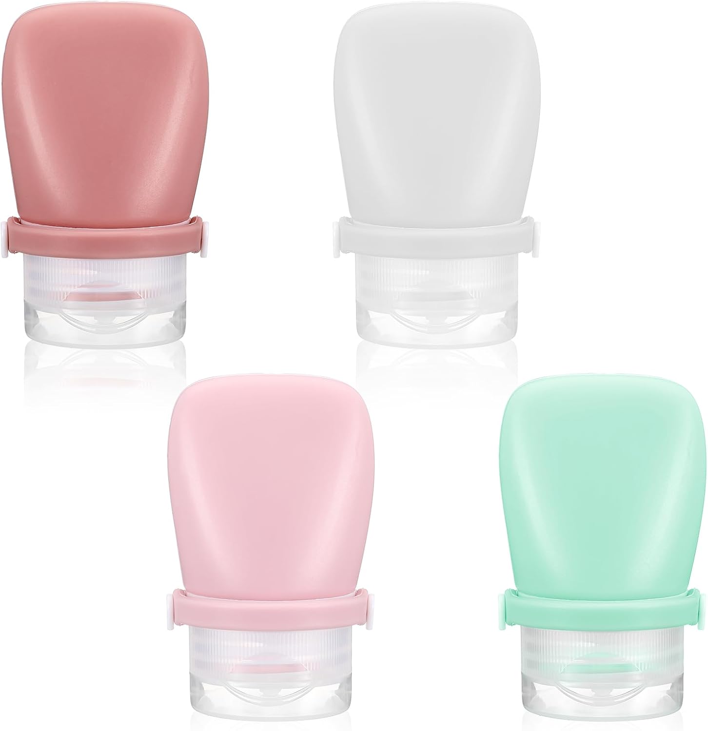 1 oz Travel Bottles, Silicone Squeeze Bottle Leak Proof Mini Size Condiment Container, Reusable Refillable Bottles for Toiletries & Kitchen (4 Pack,4 Assorted Colors)